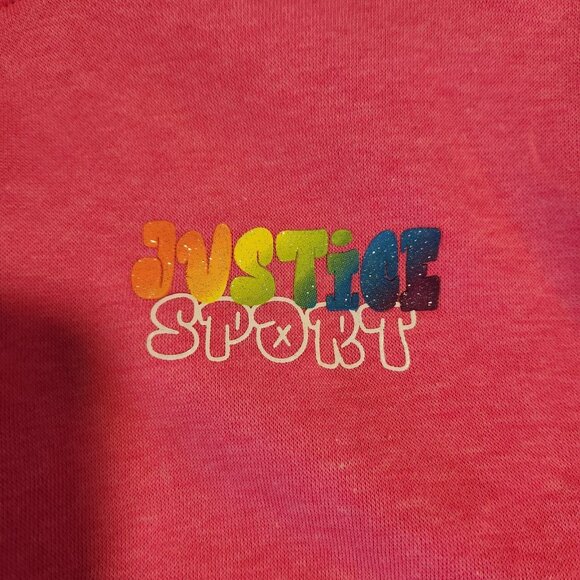 Justice Sport Girls Pink Zip Up Sweatshirt Sweat Shirt Rainbow Logo NEW NWT - Picture 6 of 11